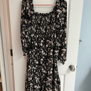 PinkBlush MATERNITY Black floral smocked dress